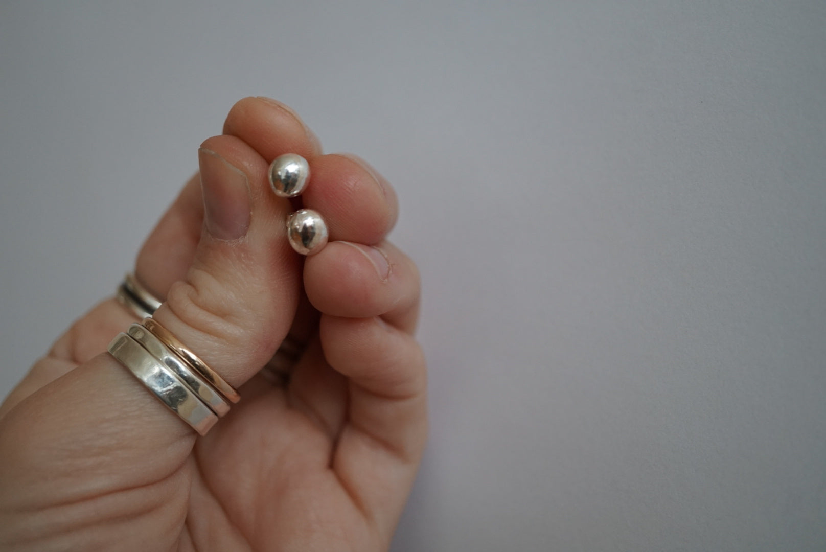 SILVER PETAL - SILVER BLOB STUDS