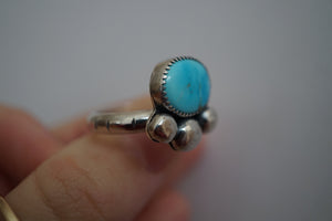 SILVER PETAL - TURQUOISE RING #5