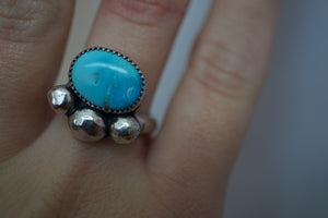 SILVER PETAL - TURQUOISE RING #5